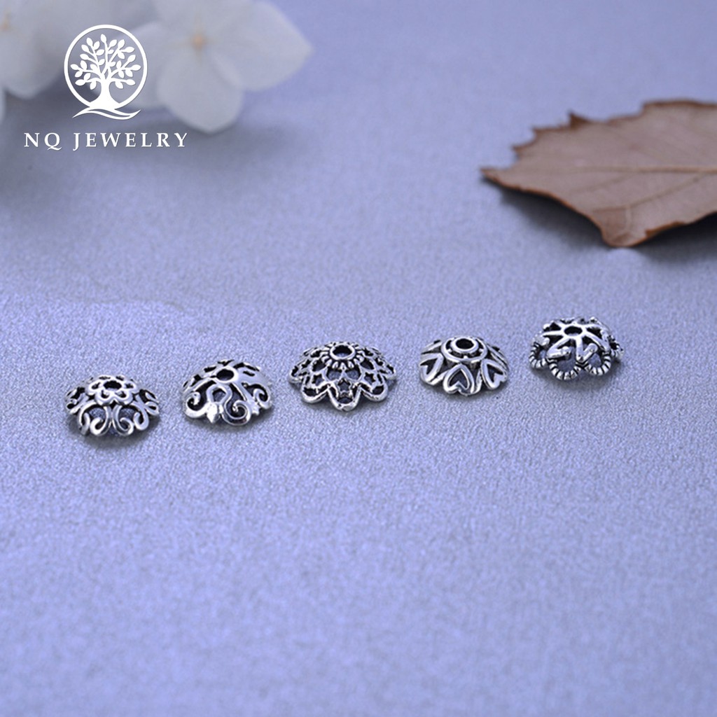 Charm bạc chụp hạt họa tiết - NQ Jewelry