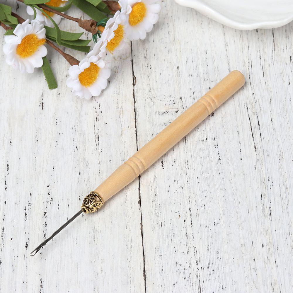 Bộ 2 Dụng Cụ Đan Móc Tóc Tay Cầm Bằng Gỗ Tiện Dụng DIY