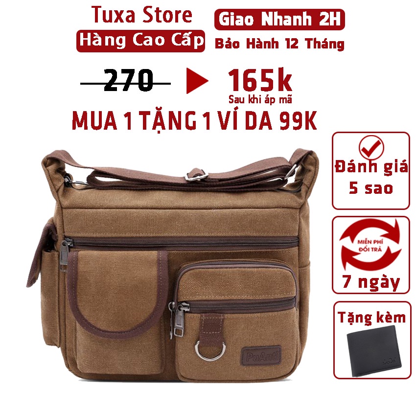 Túi Đeo Chéo Nam Size Lớn Vải Bố Canvas Thời Trang Chứa Tài Liệu Đi Làm Đi Học Túi Đeo Nam Vải Bố