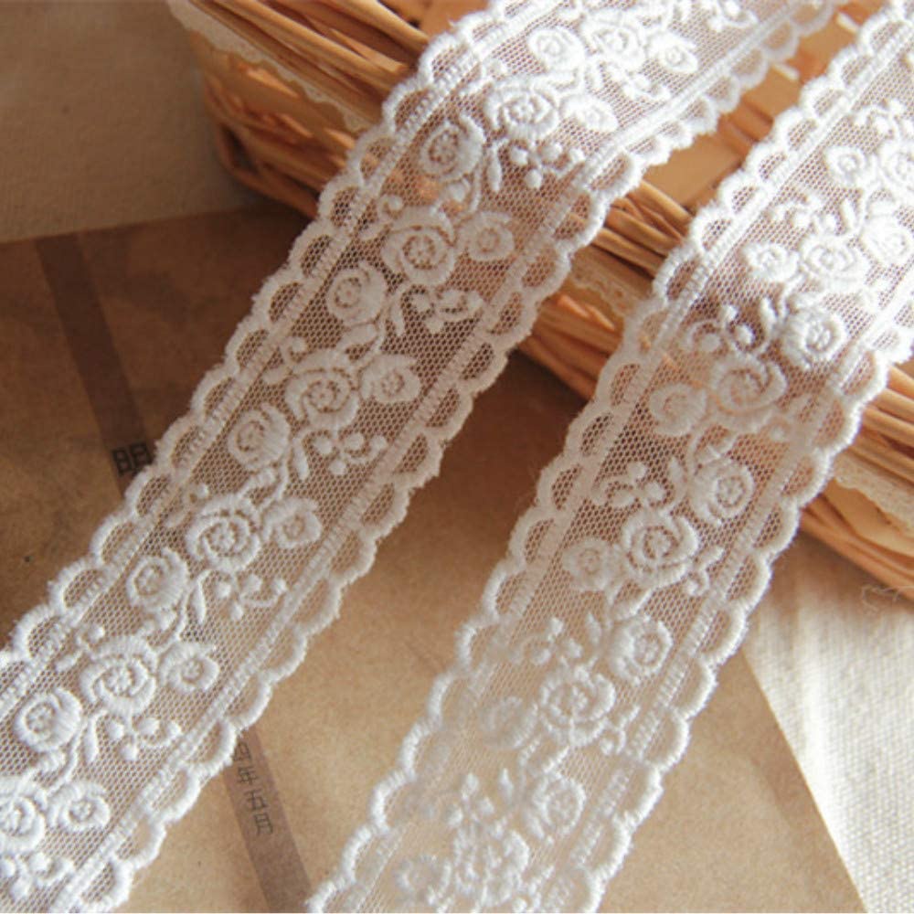 Bộ 3 Vải Ren cotton Màu Trắng Rộng 3cm Dùng Trang Trí Đám Cưới / Làm Đồ Thủ Công diy