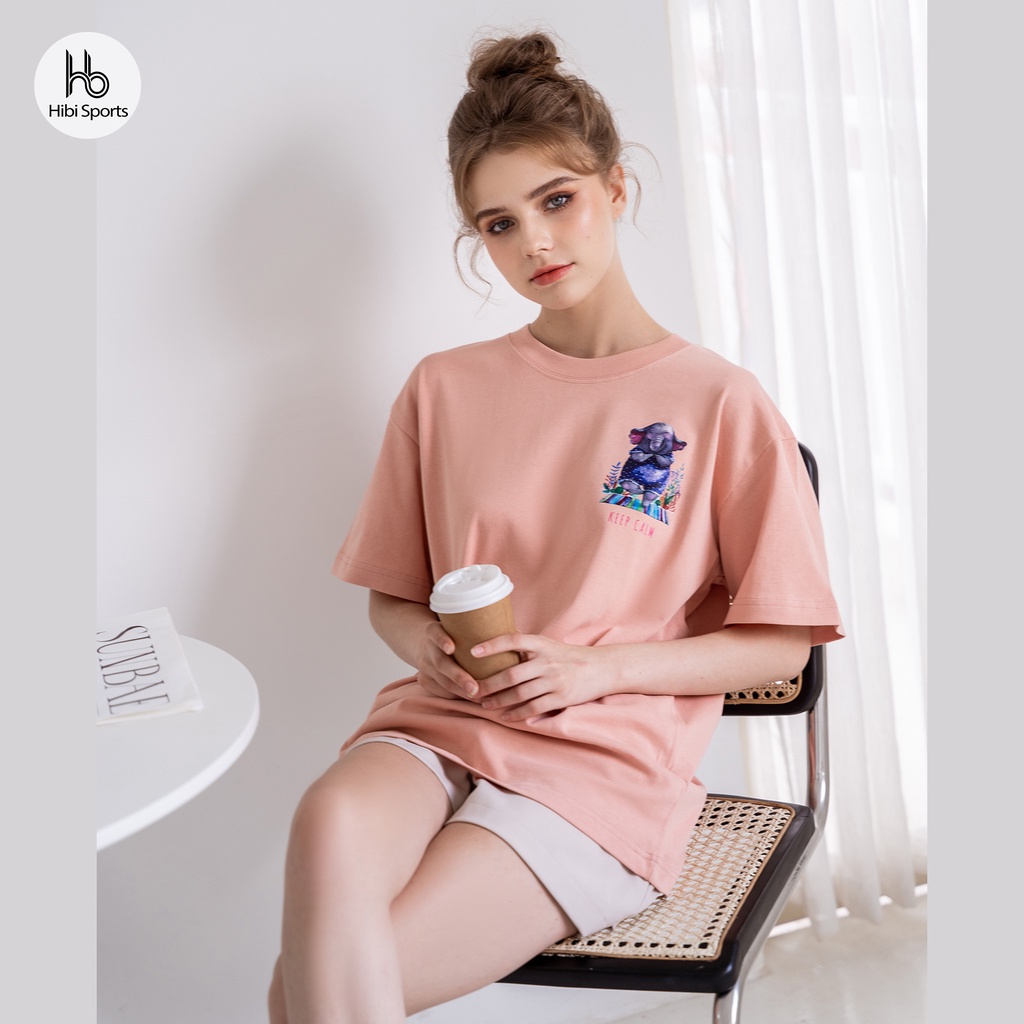 Áo thun tay lỡ Hibi Sports Voi Con KEEP CALM ST002 kiểu phông unisex nam nữ, vải cotton Premium, form oversize