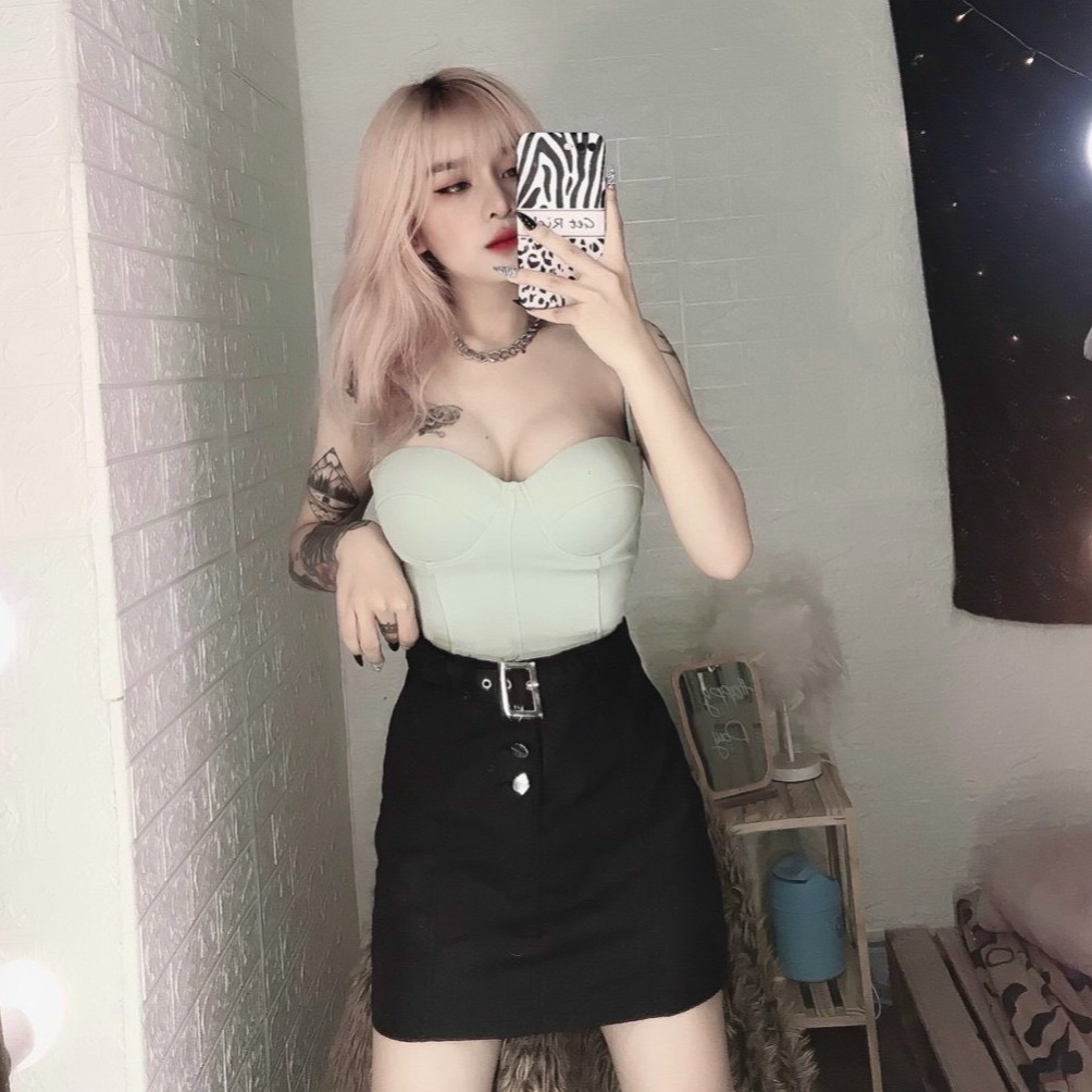 Áo hai dây mút ngực dây kéo sau cực sexy , chất thun bozip dày dặn mềm mịn ( ảnh thật )