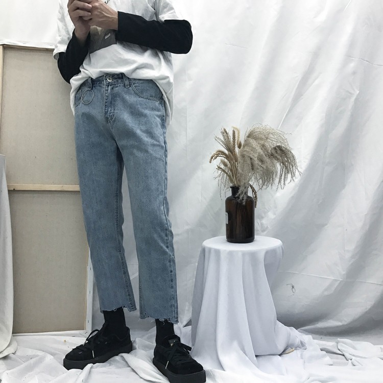 Quần Baggy Denim Xanh Nhạt phối khoen