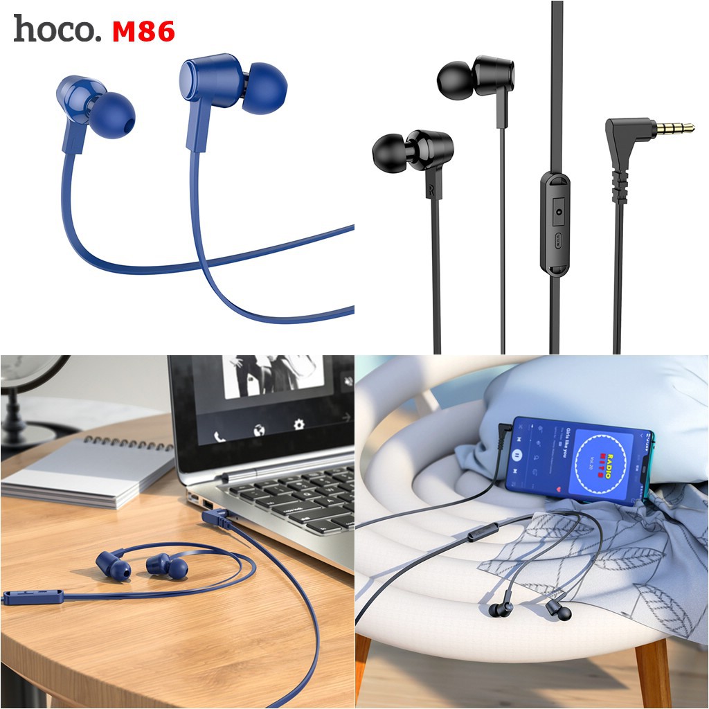 Tai nghe nhét tai In-Ear chính hãng HOCO âm thanh hay - Tai nghe phổ thông có dây kèm MIC và nút điều khiển, jack 3.5 mm
