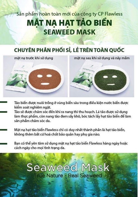 Bán sỉ Mặt nạ tảo biển Hàn Quốc 10 miếng/gói - Seaweed Mask - Hàng chính hãng check code- mẫu mới nhất date 1 năm