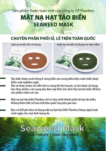 Bán sỉ Mặt nạ tảo biển Hàn Quốc 10 miếng/gói - Seaweed Mask - Hàng chính hãng check code- mẫu mới nhất date 1 năm | Thế Giới Skin Care