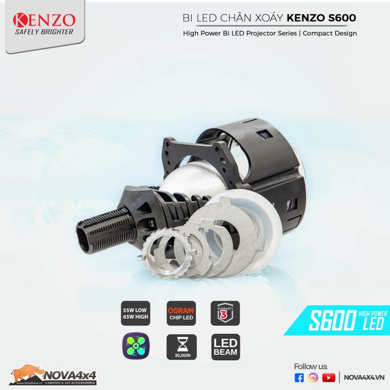 BI LED HIỆU SUẤT CAO KENZO S600 – THIẾT KẾ CHÂN XOÁY