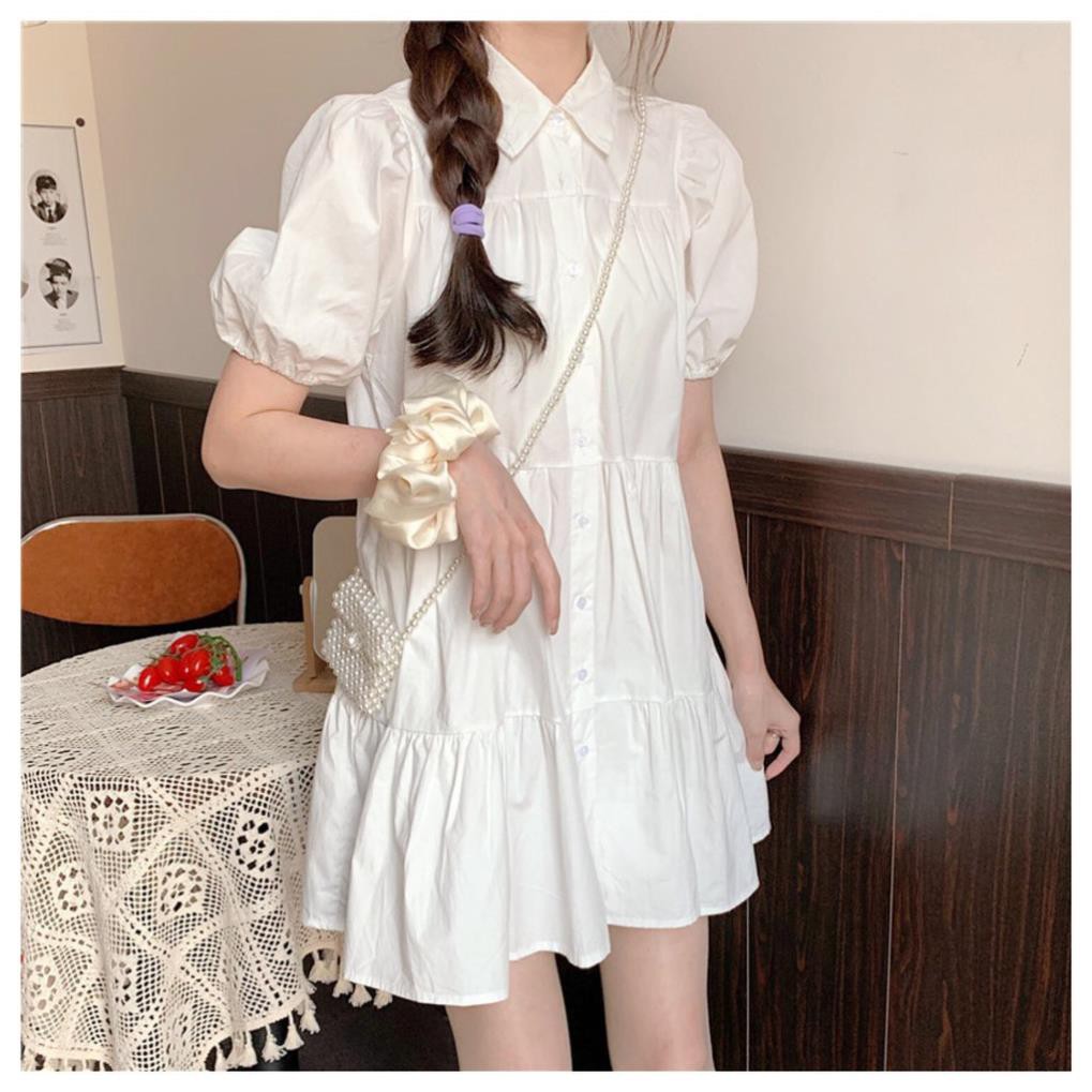 Đầm Babydoll Váy Trắng sơ mi  ulzzang công chúa đi biển dài xếp ly suông đẹp nữ dài qua gối thiết kế đuôi cá Kozoda ་