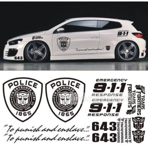 decal tem sườn xe Police sành điệu cho ô tô giá rẻ nhất hcm 020