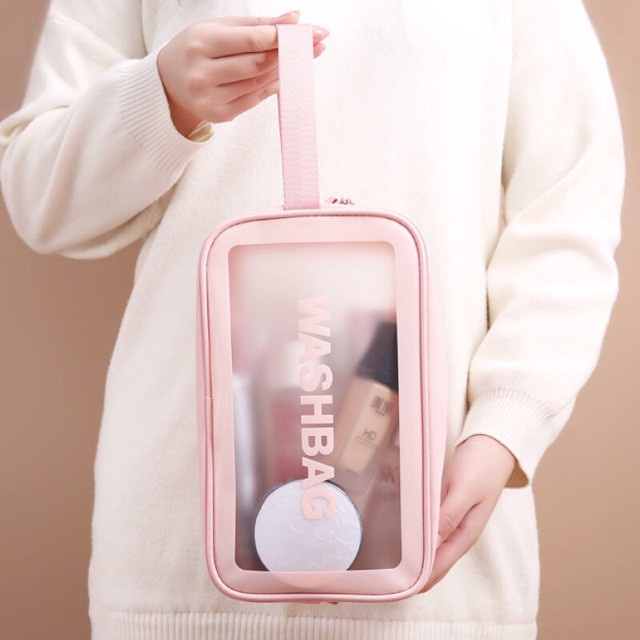Túi đựng mỹ phẩm WASHBAG 3 size màu Trắng đựng đồ trang điểm đồ cá nhân chống thấm nước.