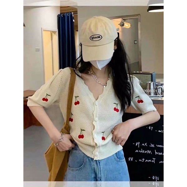 Áo len form lửng tay bèo ren 2 tầng hàng nhập