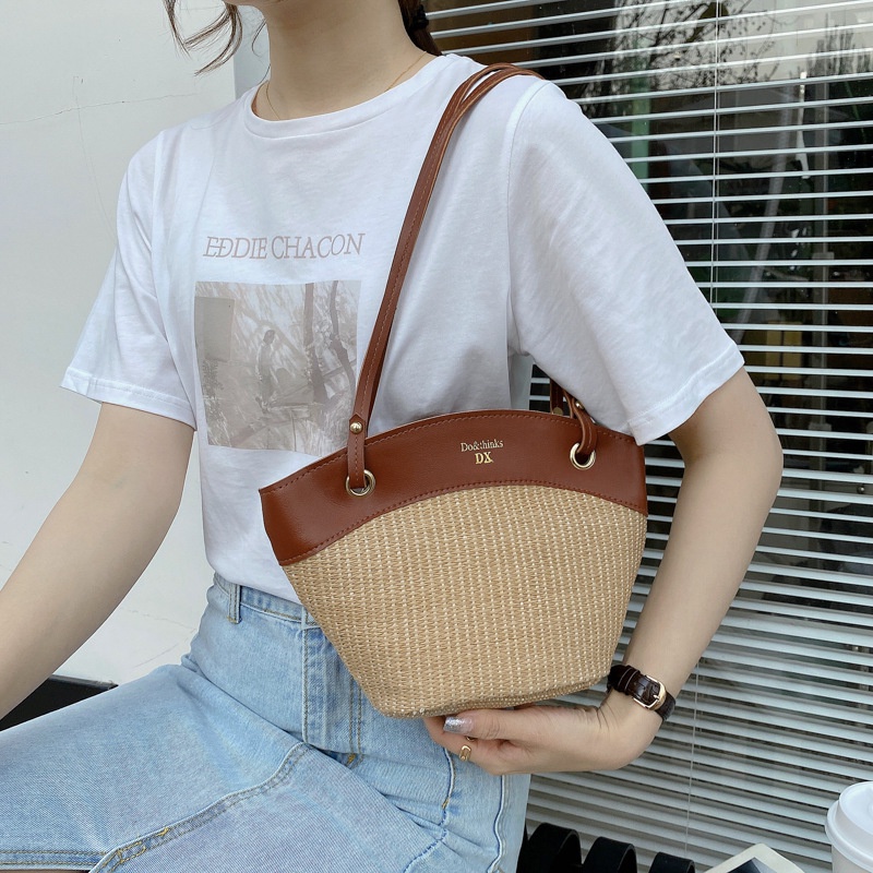 Túi Đeo Một Bên Vai Bằng Rơm Phong Cách Hàn Quốc Mới Mùa Hè Hè Dành Cho Nữ 2021