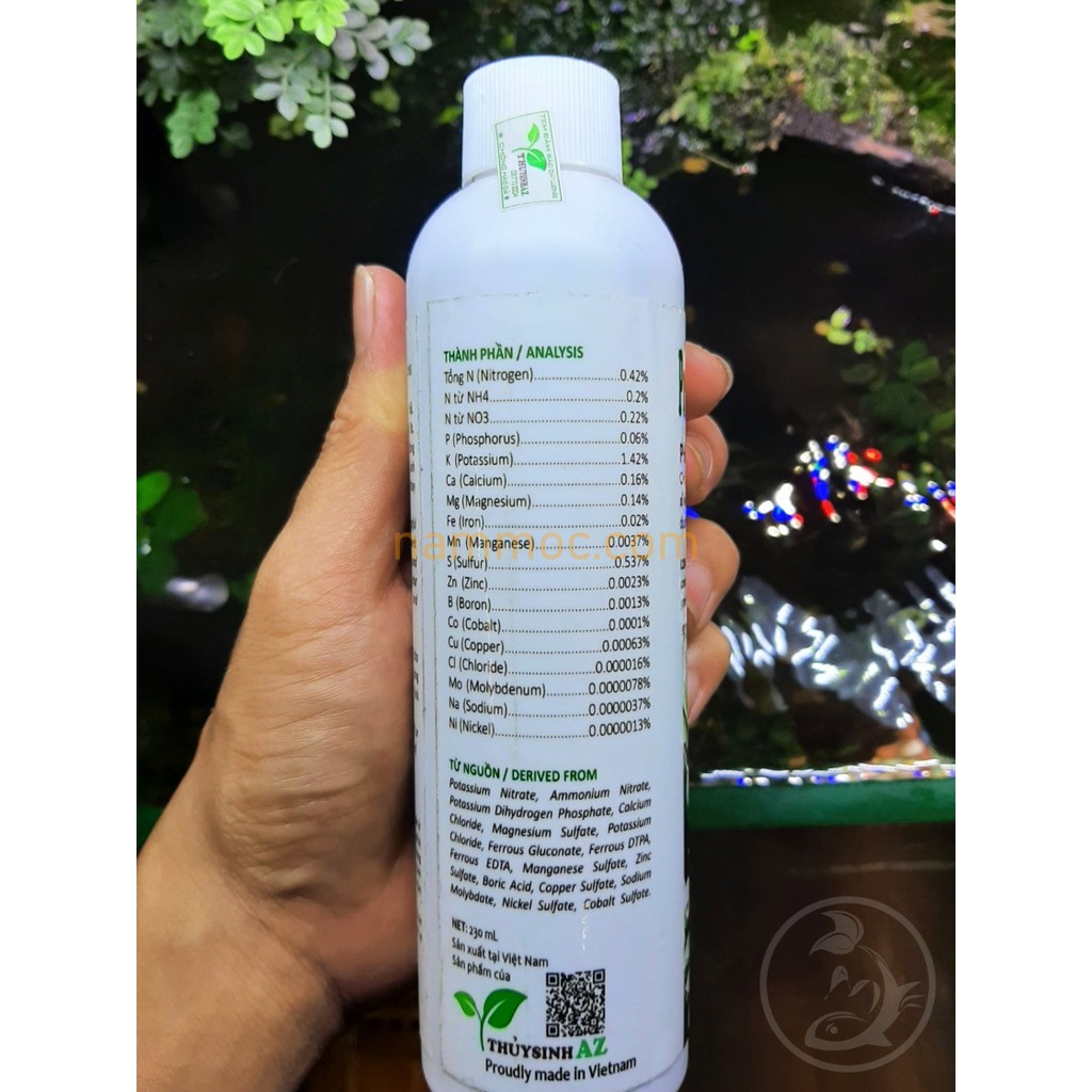 thuysinh AZ - Phân Nước Thuỷ Sinh Premium Fertilizer 230ml - Chuyên Rêu, Ráy, Dương Xỉ, Bucep