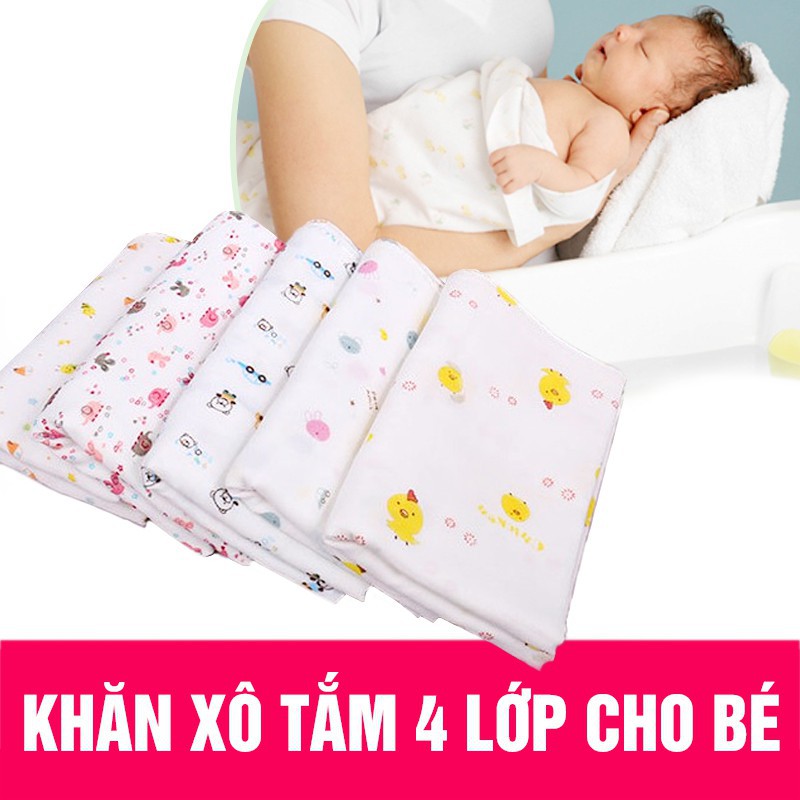 Khăn tắm 4 lớp xuất nhật in hoa cho bé cao cấp siêu mềm đẹp