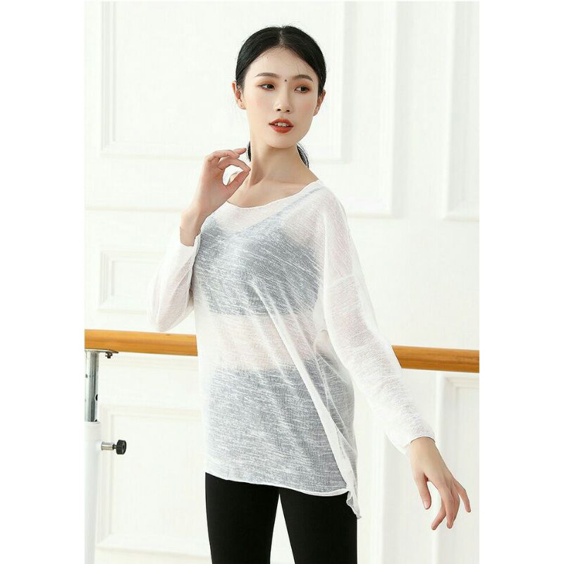 A07 | Áo lưới tập múa đương đại dài tay - Đồ Múa Tuệ Nhiên