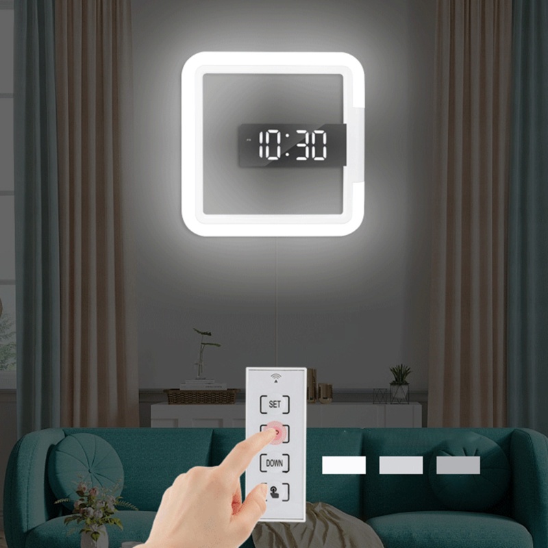 Đồng Hồ Treo Tường Tráng Gương Có Đèn Led Nhiều Màu Sắc Sáng Tạo
