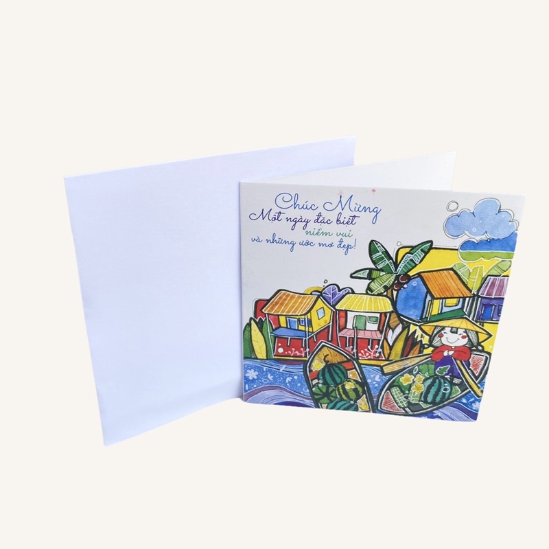 Thiệp chúc mừng sinh nhật có kèm bao thư (Kích thước: 8.5cm*8.5cm)