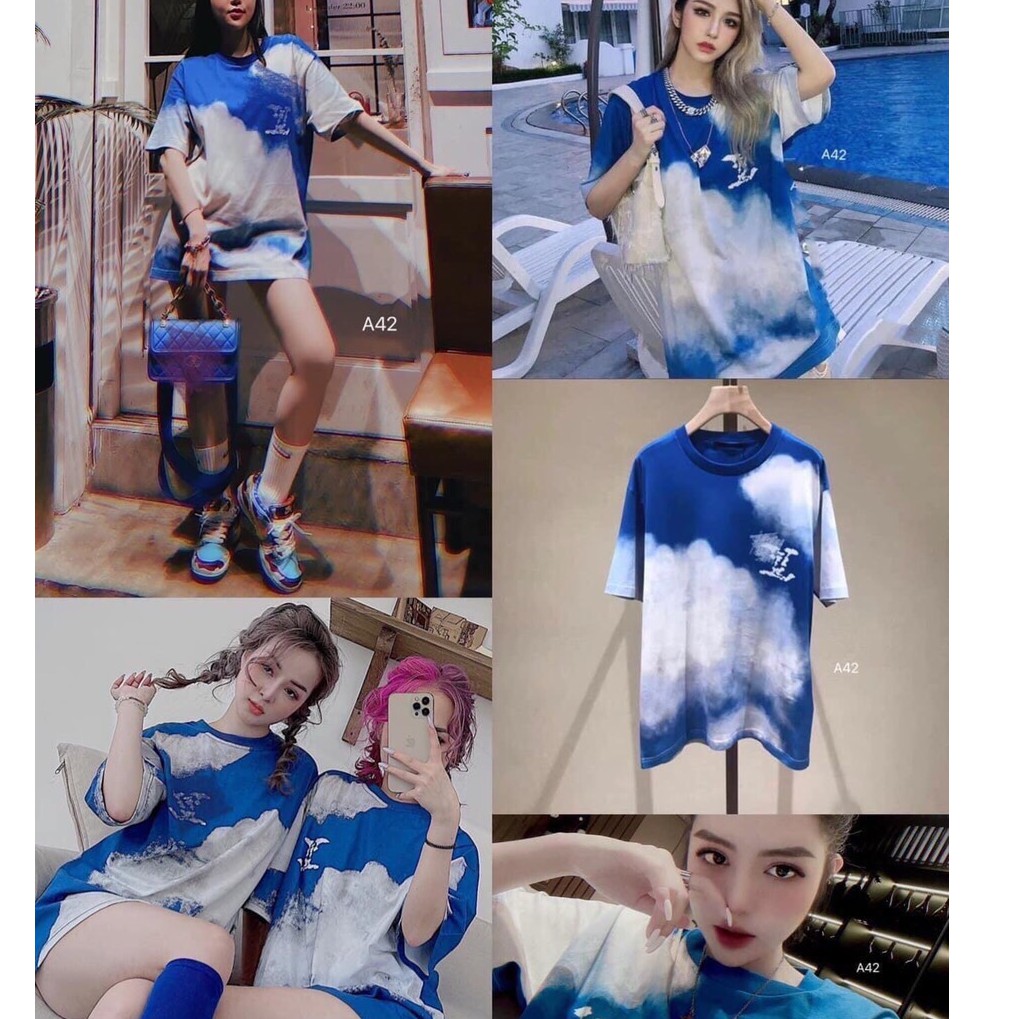 Áo Thun Hè Chất Mát Hình In Xịn Xò Free Ship Toàn Quốc, Áo Thun Chất Chơi Tay Lỡ Phong Cách Hình Mây Màu Xanh, MN15 | BigBuy360 - bigbuy360.vn