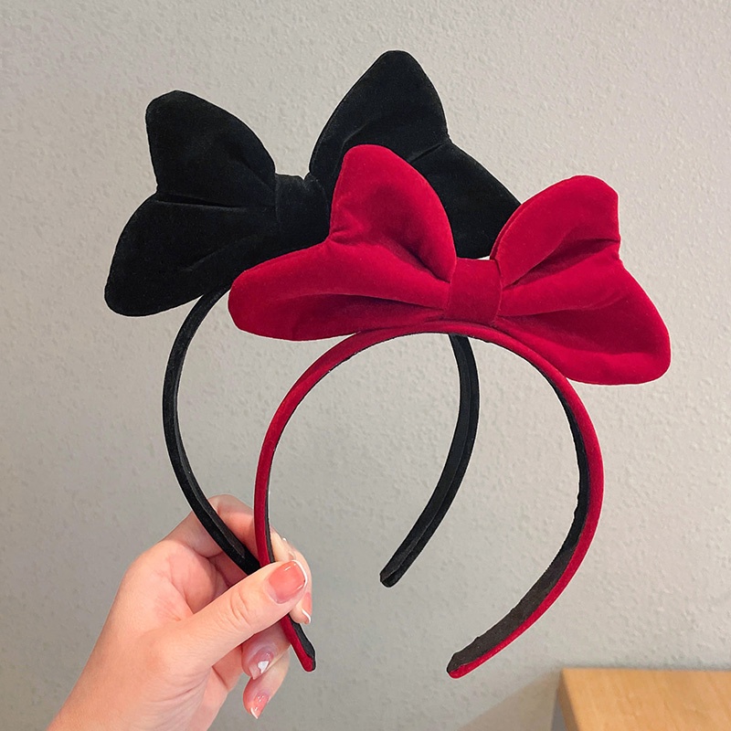 Băng Đô Cài Tóc Nhung Đính Nơ Phong Cách Hàn Quốc Ngọt Ngào Cho Nữ