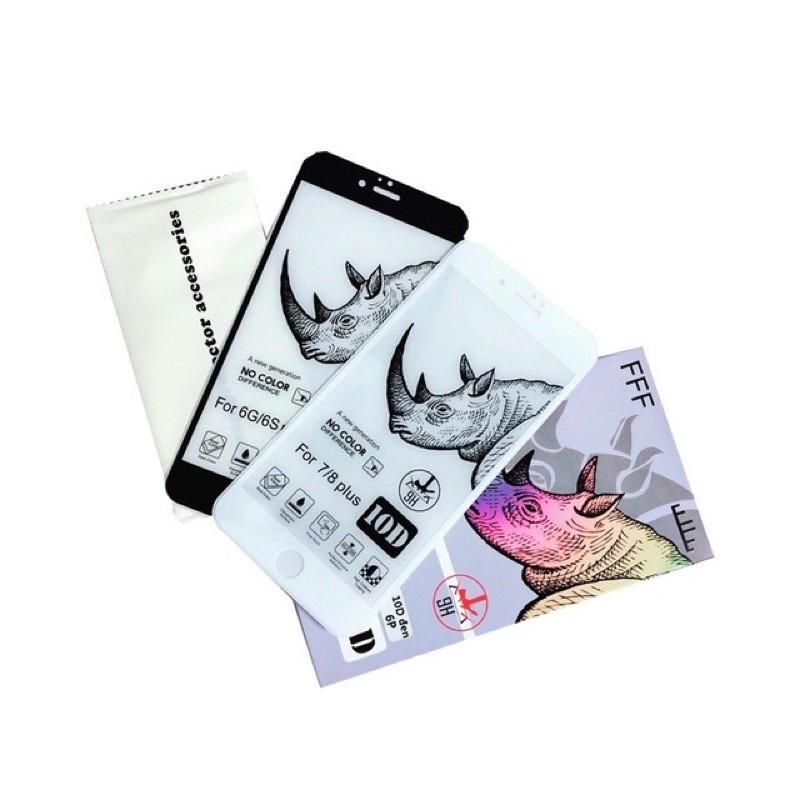 Kính cường lực Full màn 10D Tê giác cho iPhone 6 đến 12 Pro max siêu cứng Full box