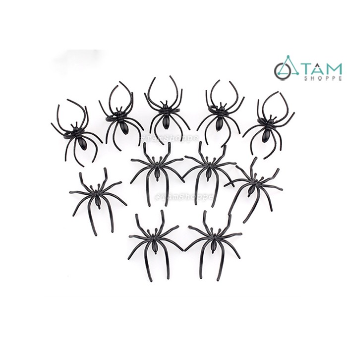 Set 10 con nhện giả trang trí màu đen tăm nhí