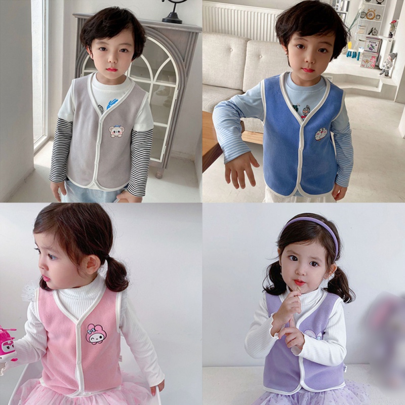 Áo Khoác Lông Cừu Không Tay Thời Trang Thu Đông Dễ Phối Đồ Cho Bé