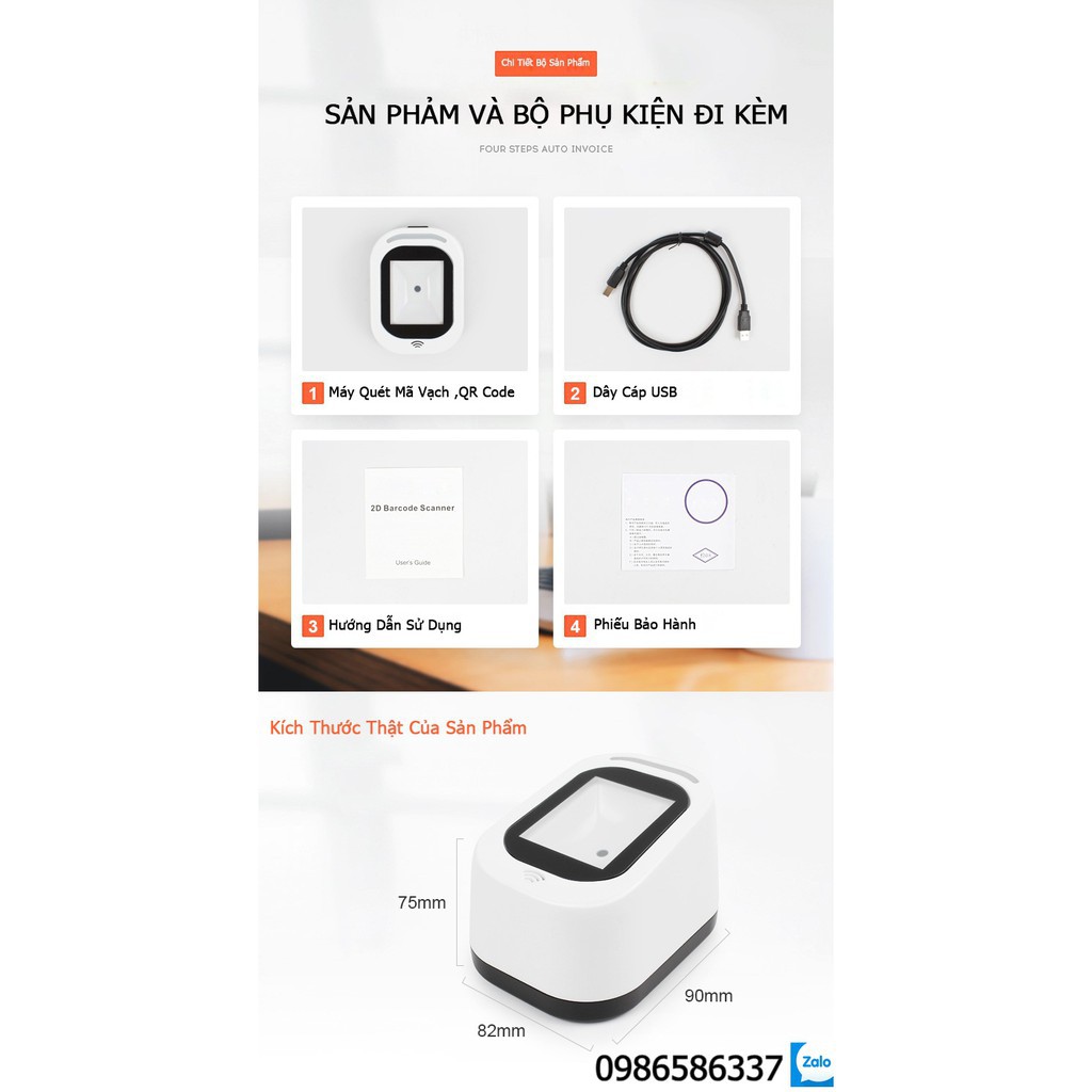 [8HEO HN] Máy quét mã vạch, QR code ChiTeng T97 hỗ trợ thanh toán qua màn hình mobile [Hàng Xịn]