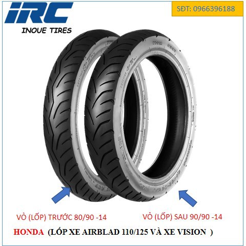 ◎Vỏ (Lốp) Không Săm Xe Air Blade 110,125, Vision - IRC INOUE( lốp theo xe)