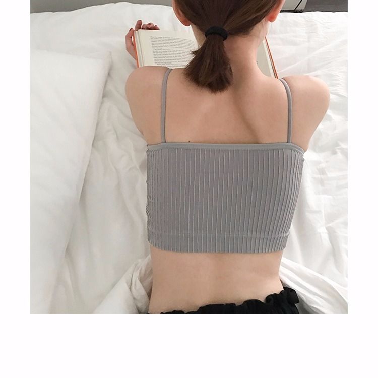 Áo bra len gân quây ngực hai dây sợi bún cá tính có đệm ngực tạo form đẹp ôm sát body gợi cảm NORICHIP.
