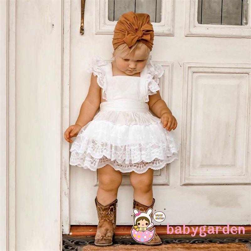 Đầm vải tuyn cổ vuông màu trơn phối ren thời trang cho bé gái 0-3 tuổi