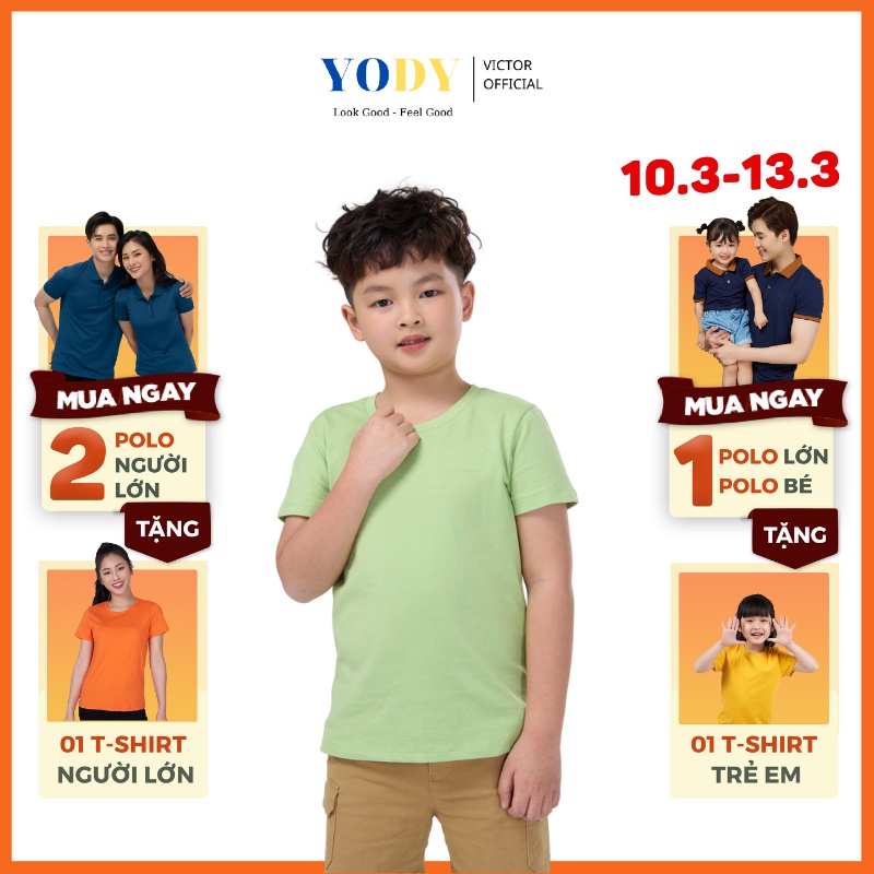 Áo thun cho bé YODY, áo phông cổ tròn cộc tay bé trai bé gái vải cotton thoáng mát, mềm mịn nhiều màu TSK5191-TSK5131