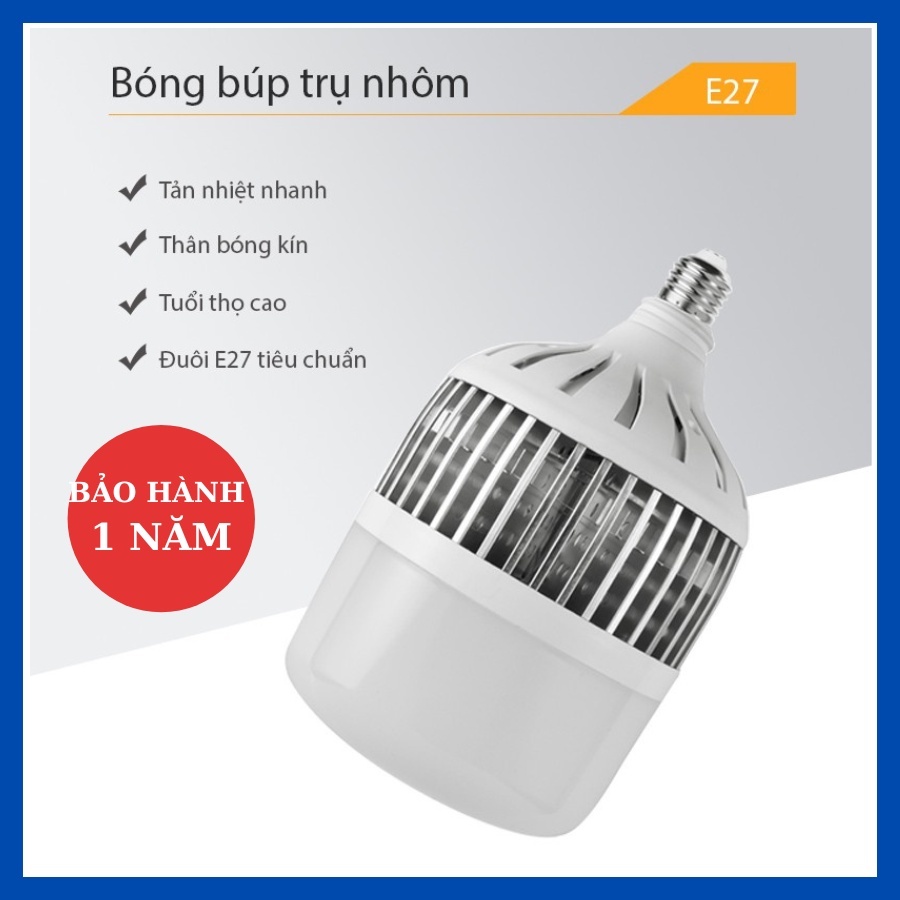 Bóng Đèn Búp Trụ Nhôm Kín Nước Tản Nhiệt Nhanh - Công Suất 50W 80W 100W 150W - Tuổi Thọ Cao