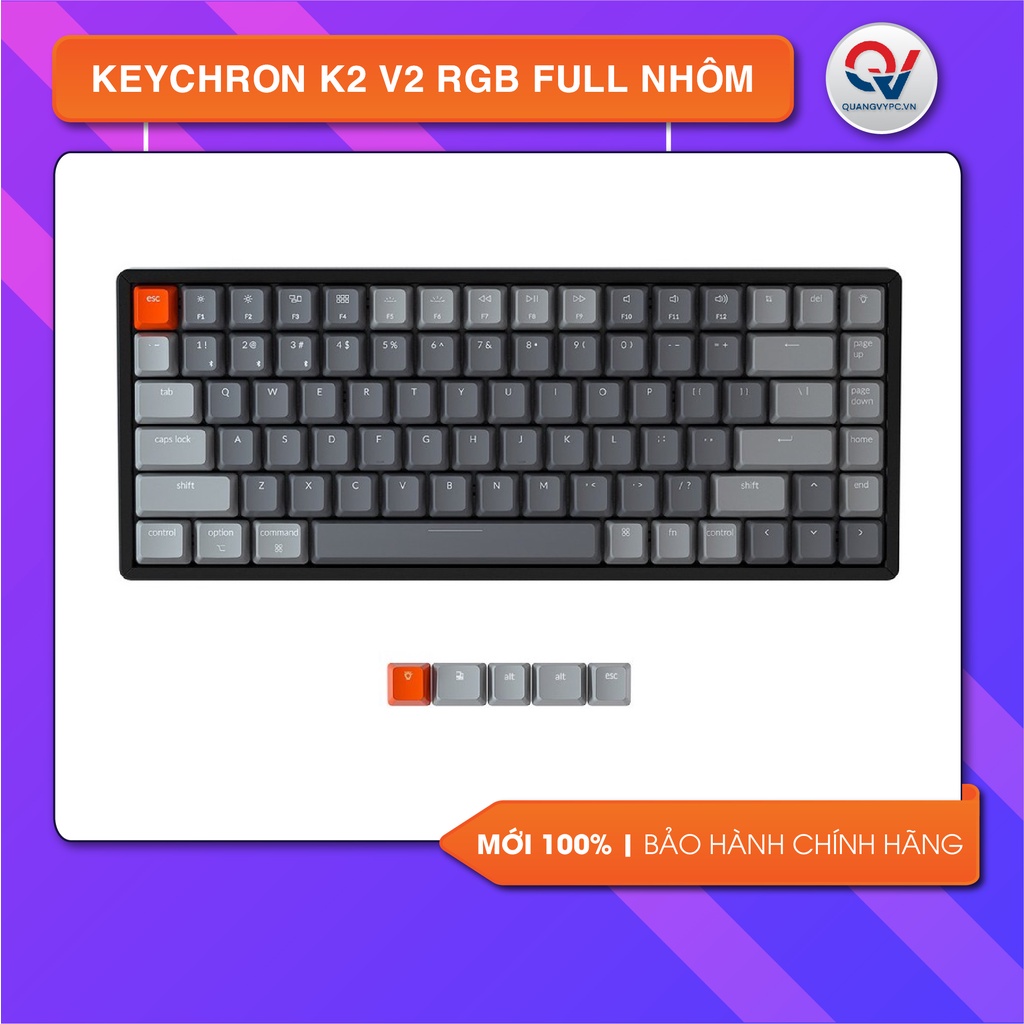 Bàn phím cơ Keychron K2 v2 (bản Nhôm| led RGB| bluetooth 5.0) CHÍNH HÃNG