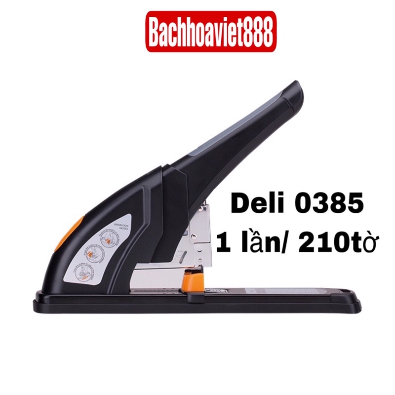 Dập ghim đại Deli 0385 chính hãng, máy bắn kim lớn 0385 dập tối đa 210 tờ bền bỉ hữu dụng