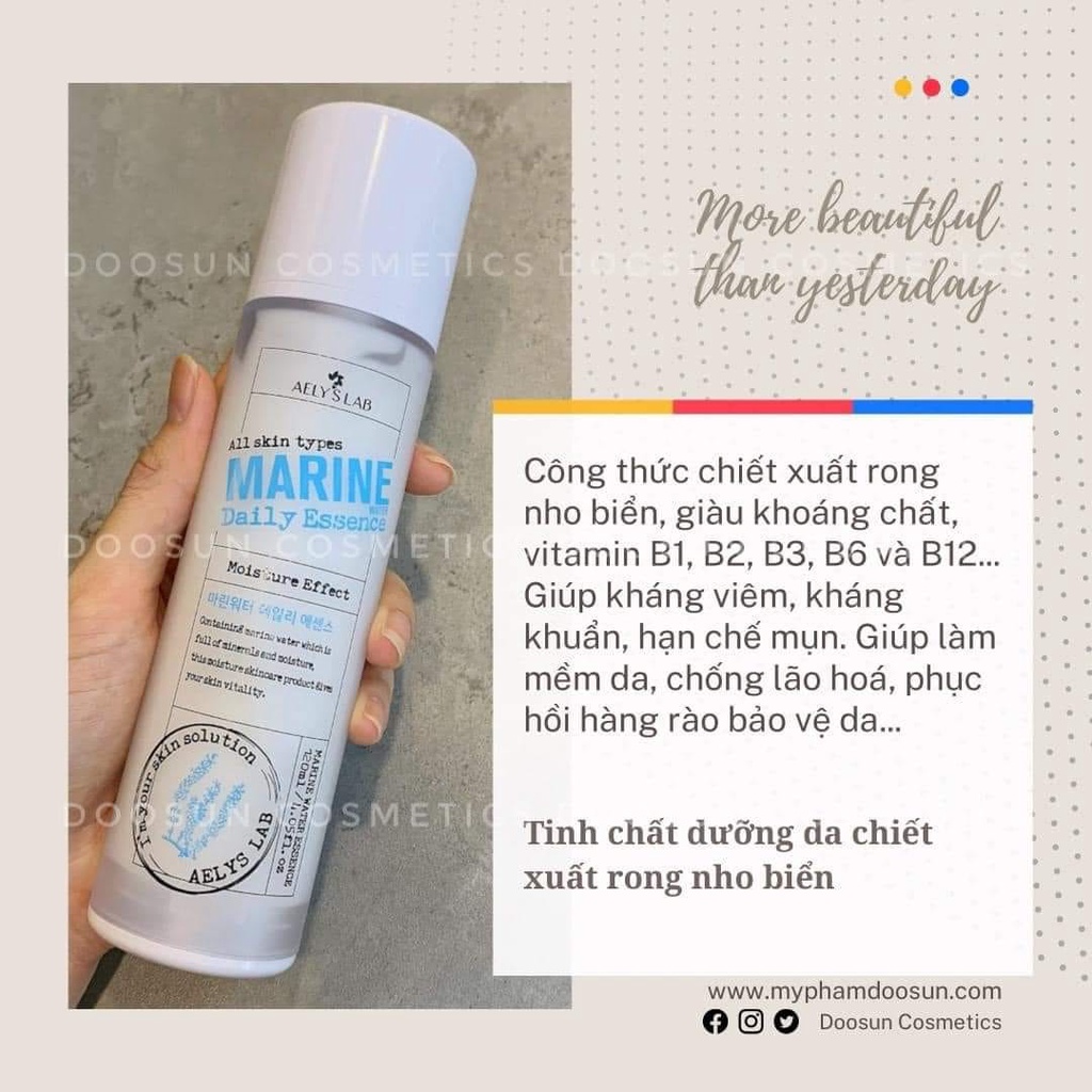 AELYSLAB MARINE WATER DAILY ESSENCE TINH CHẤT DƯỠNG DA CHIẾT XUẤT RONG NHO BIỂN
