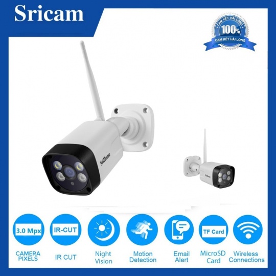 Camera Wifi Srihome SH035 3.0Mp - UtraHD 1296P -  - Ngoài Trời kháng nước chuẩn IP66 -