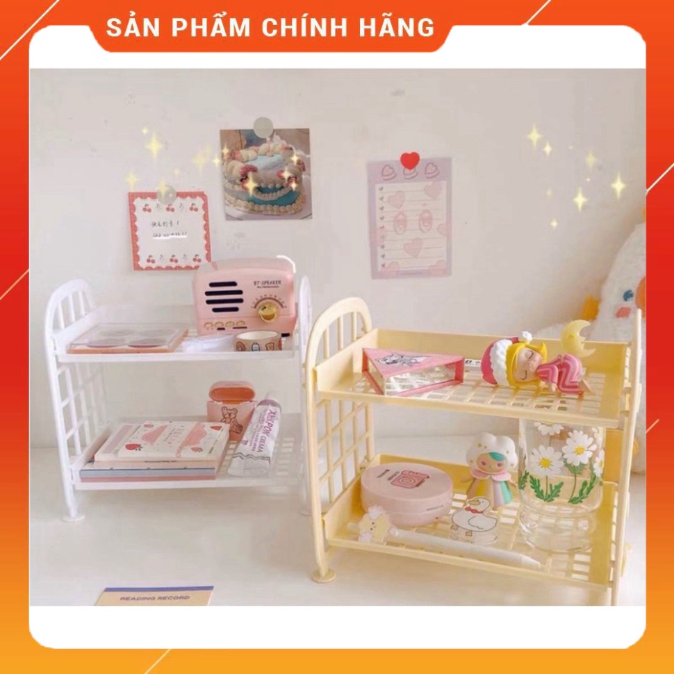 Kệ 2 tầng mini, kệ nhựa để bàn nhỏ nhắn kích thước 22*20  đựng đồ nhỏ gọn siêu xinh