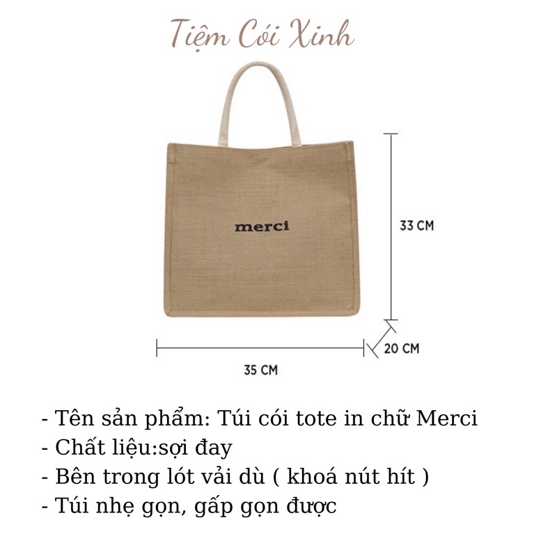 Túi Cói Đi Biển Vintage Merci Hotrend