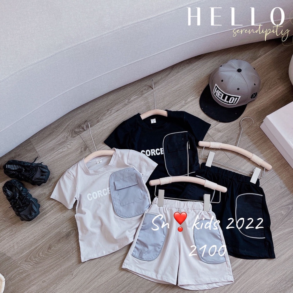 Bộ quần áo cộc tay thể thao bé trai, Bộ quần áo CORCEPT phản quang cho bé size 10-30kg