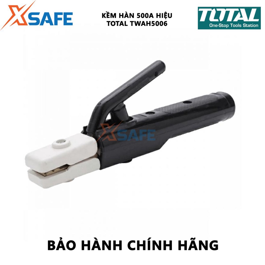 Kìm hàn que TOTAL TWAH5006 Kềm hàn điện Dòng điện định mức 500A, phù hợp sử dụng cho máy hàn MMA của Total