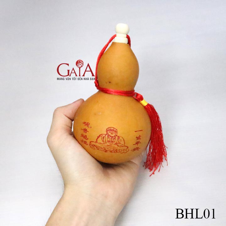 Trái bầu hồ lô tự nhiên phong thuỷ còn hạt bên trong 12 x 7.5cm (hoạ tiết giao ngẫu nhiên) | BigBuy360 - bigbuy360.vn