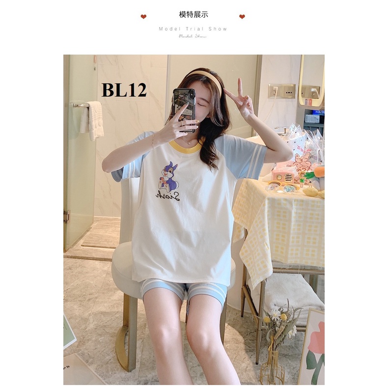 Đồ bộ bầu ngắn tay có thiết kế mặc bầu và sau sinh tiện lợi BL12