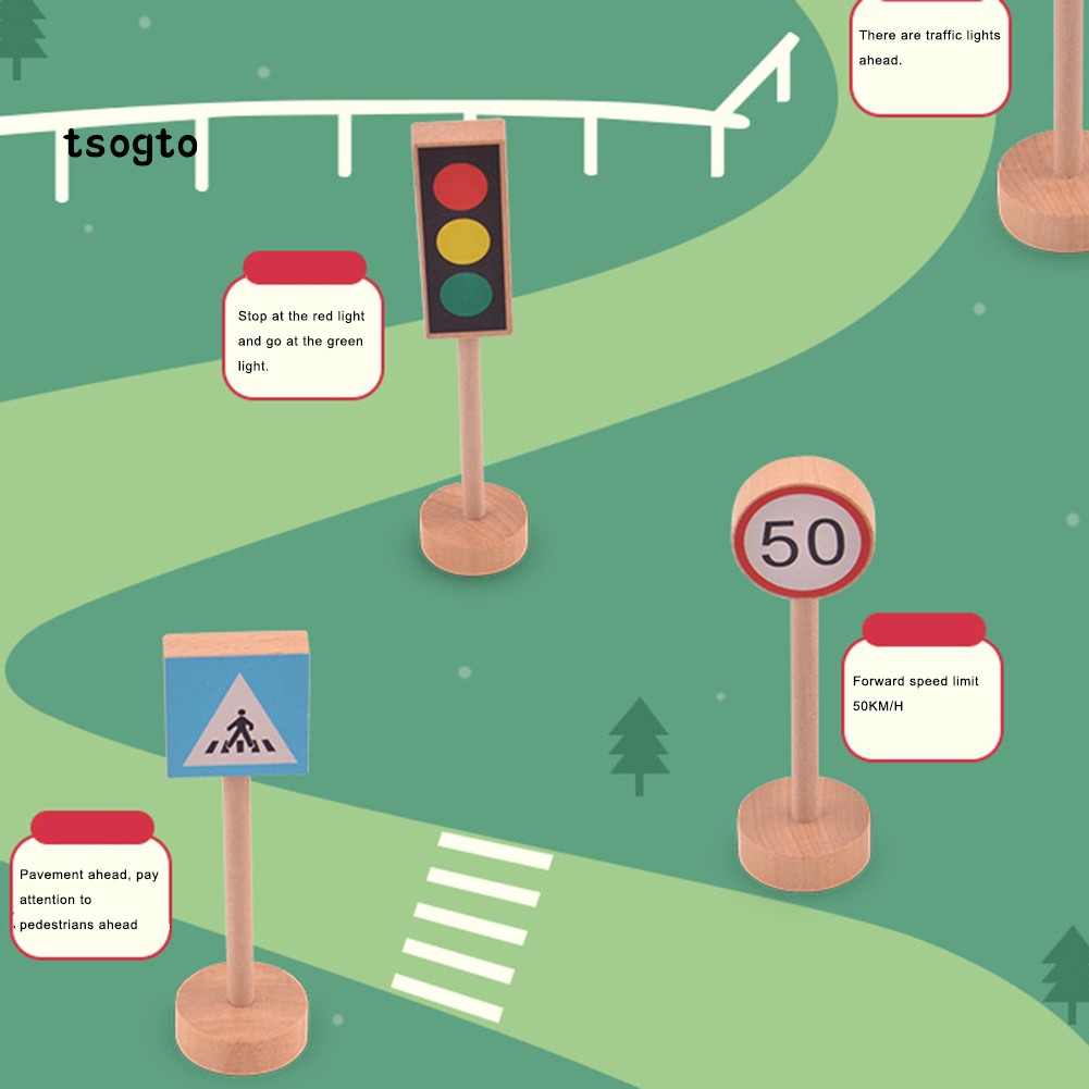 16 Đồ chơi mô hình biển báo giao thông làm từ gỗ thích hợp cho bé