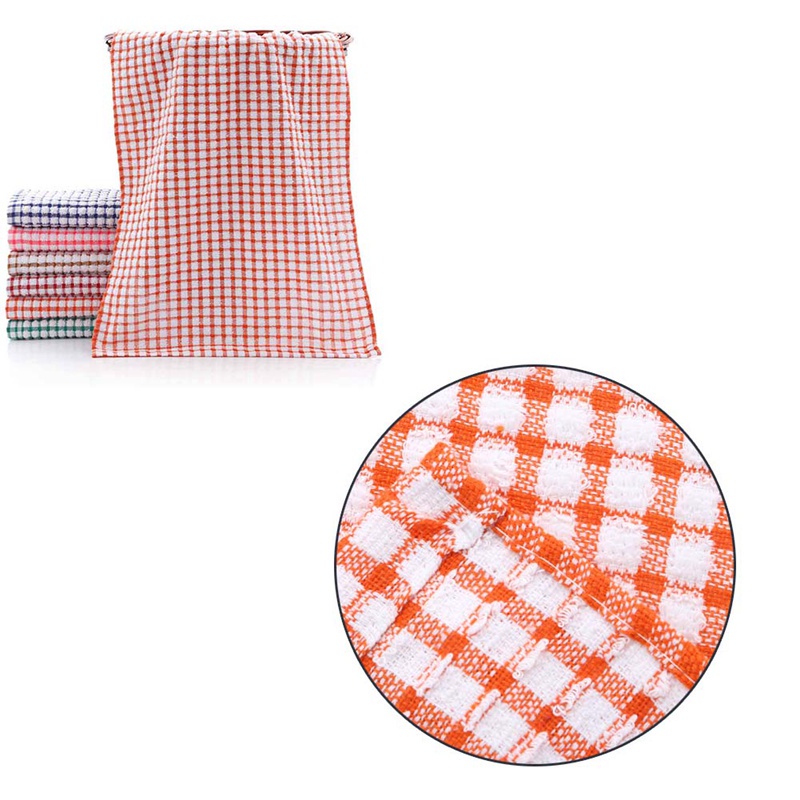 Khăn lau chén dĩa bằng cotton họa tiết sọc caro tiện dụng cho nhà bếp