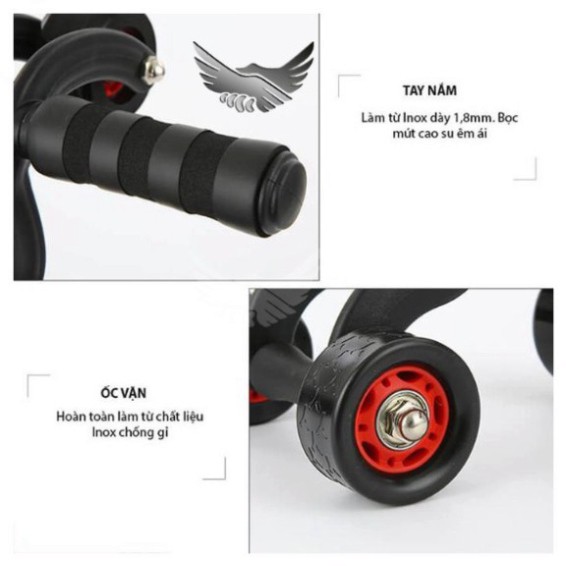 Con Lăn Tập Bụng Cao Cấp Gym Roller Gym 4 Bánh Con Lăn Tập Cơ Bụng , Chân , Tay , Vai , Eo Chuyên Nghiệp Tặng Kèm Thảm -