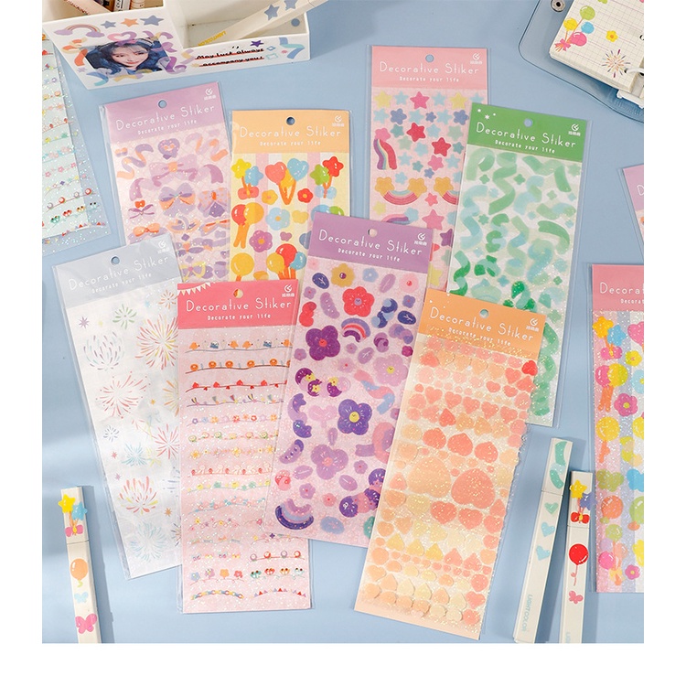 Sticker màu sắc cầu vồng SK07A - Nhãn dán lấp lánh trang trí sổ