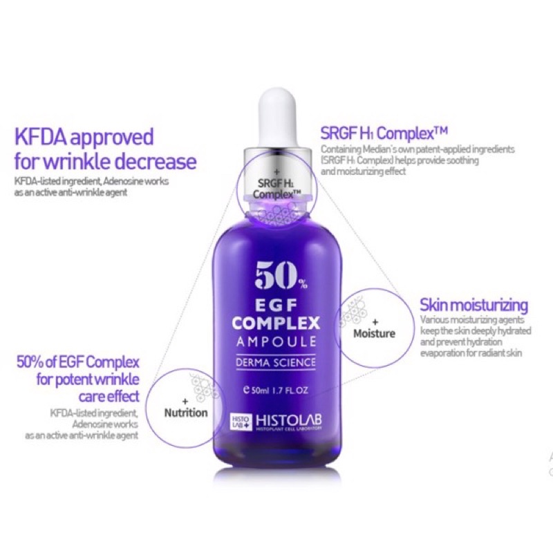 TINH CHẤT TẾ BÀO GỐC TRẺ HÓA DA HISTOLAB 50% EGF COMPLEX AMPOULE DERMA SCIENCE