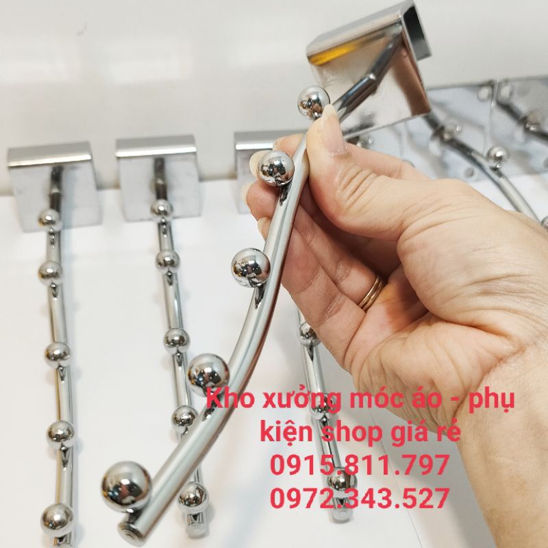 Tay bi đóng tường,móc bi cài lên thanh inox loại 5 bi,cốc đỡ thanh inox