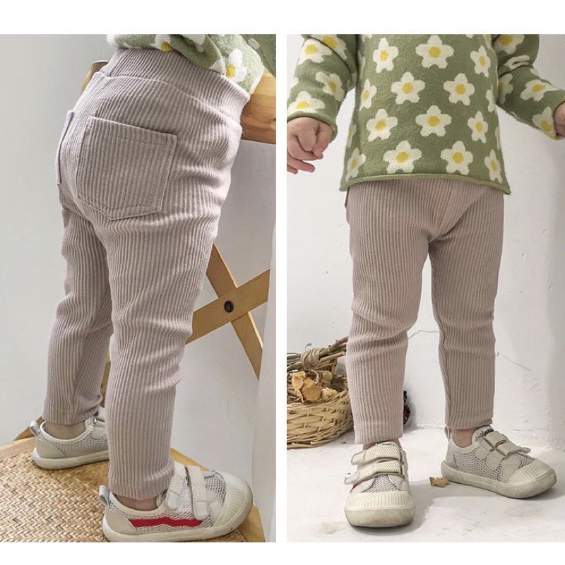 Quần legging sọc gân co giãn bé trai bé gái 1-6Y