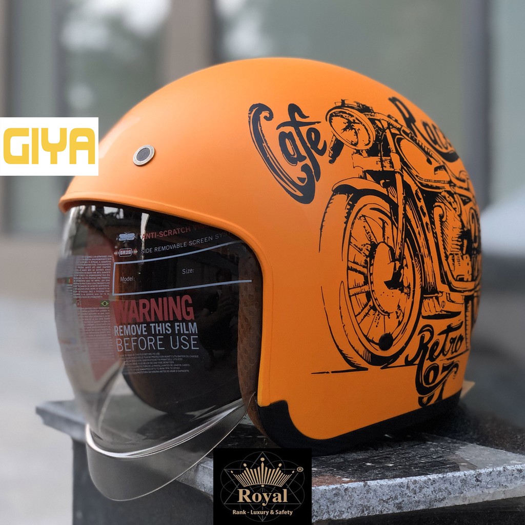 Mũ bảo hiểm Royal M139 kính âm tem Cafe Racer